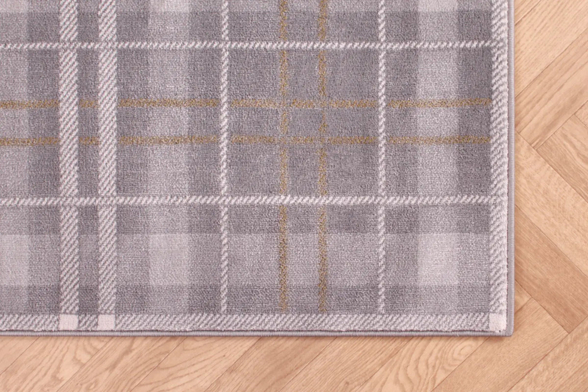 Highland Grey & Mustard Tartan Check Rug