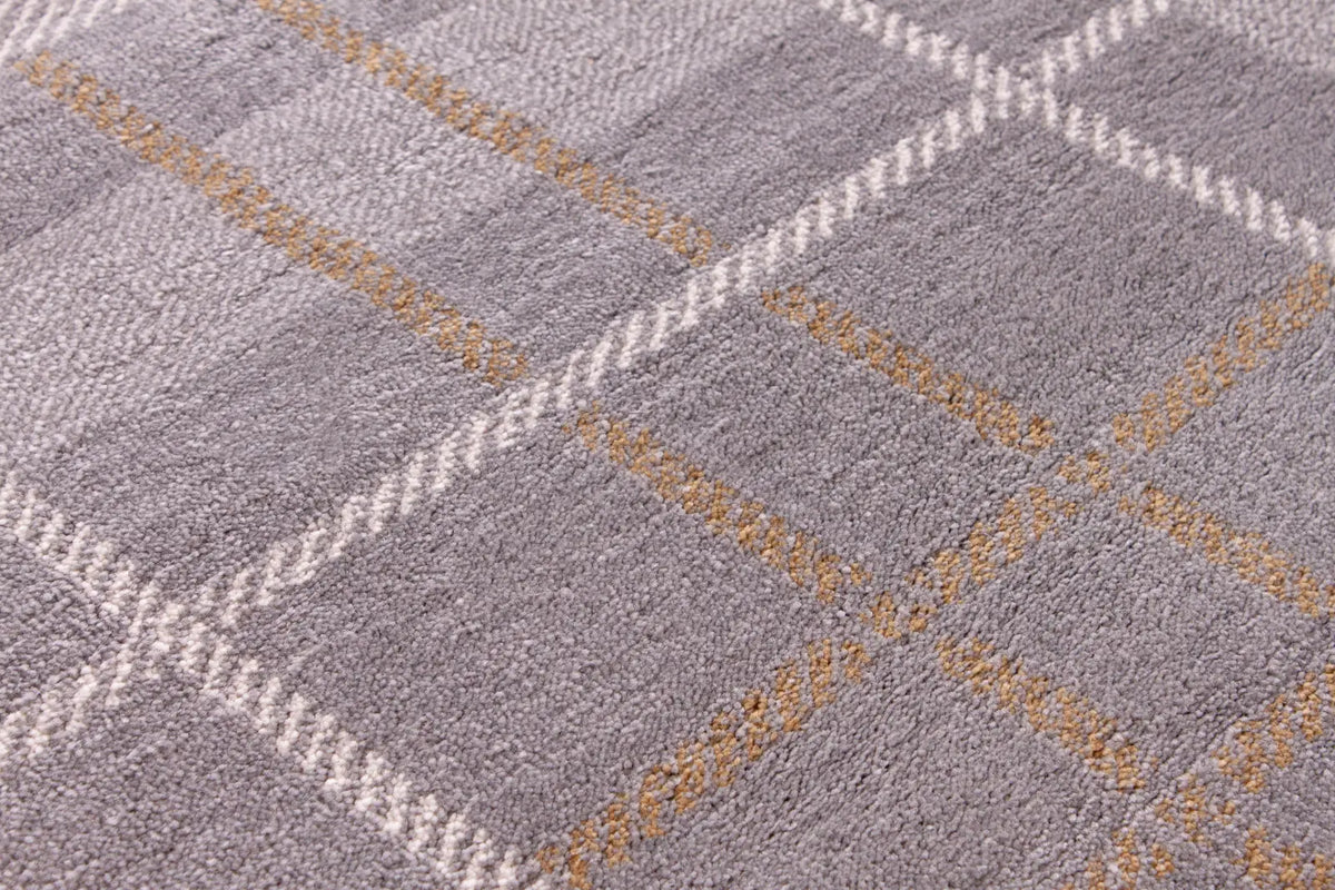 Highland Grey & Mustard Tartan Check Rug