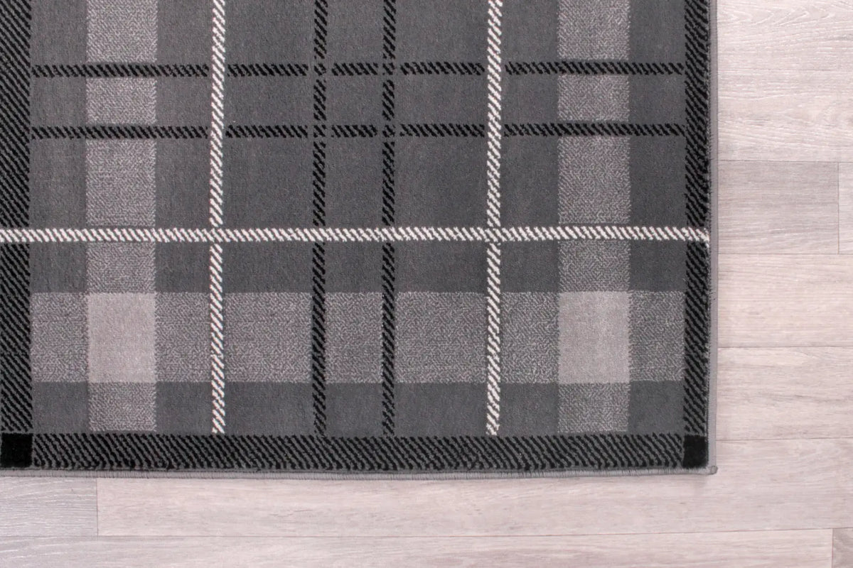 Highland Grey Tartan Check Rug