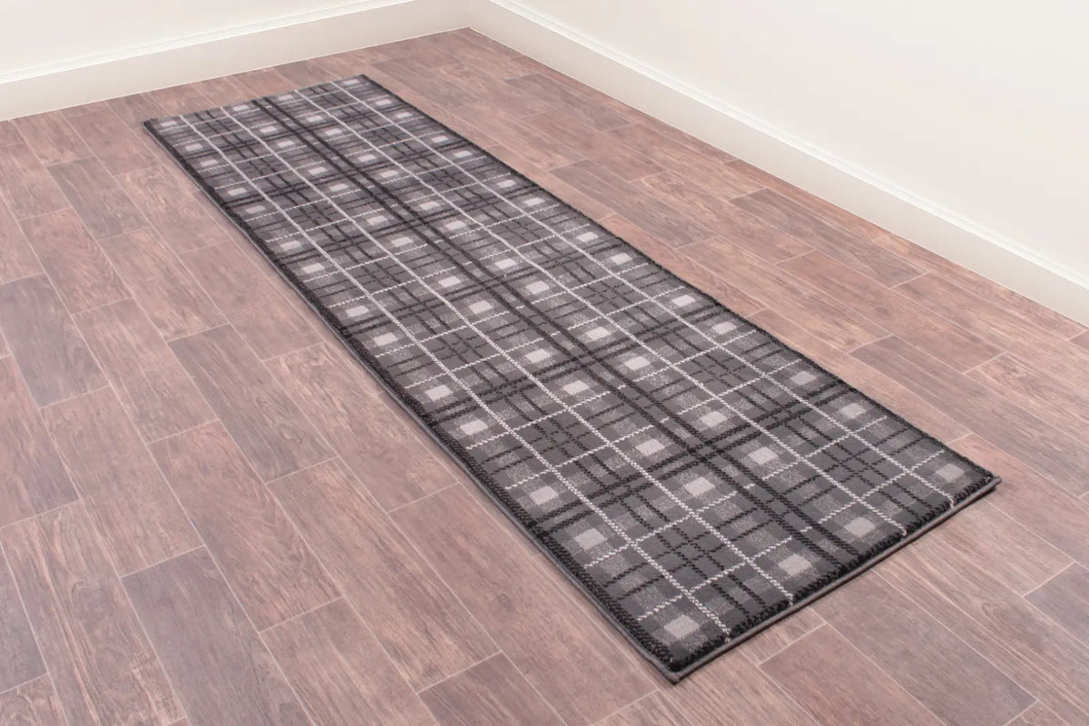 Highland Grey Tartan Check Rug