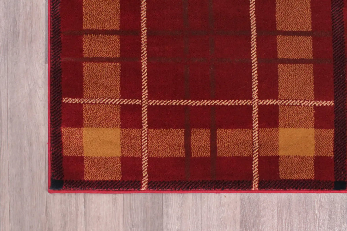 Highland Red Tartan Check Rug