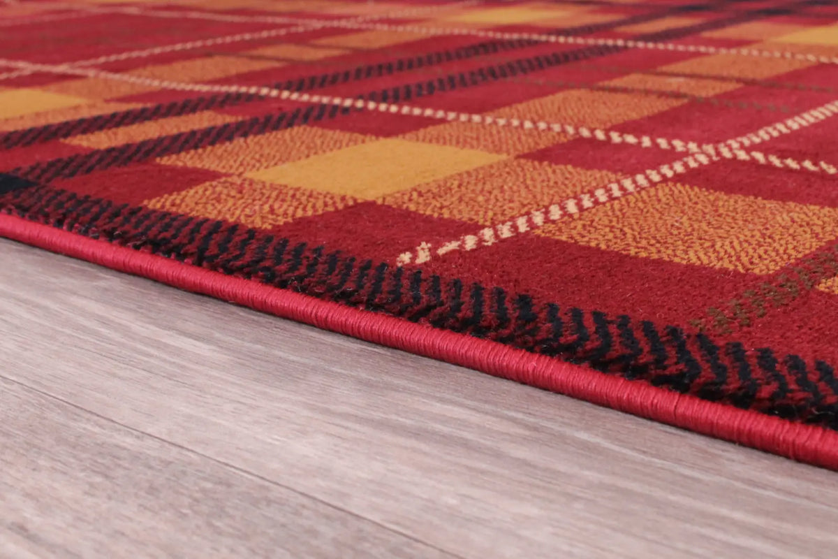 Highland Red Tartan Check Rug
