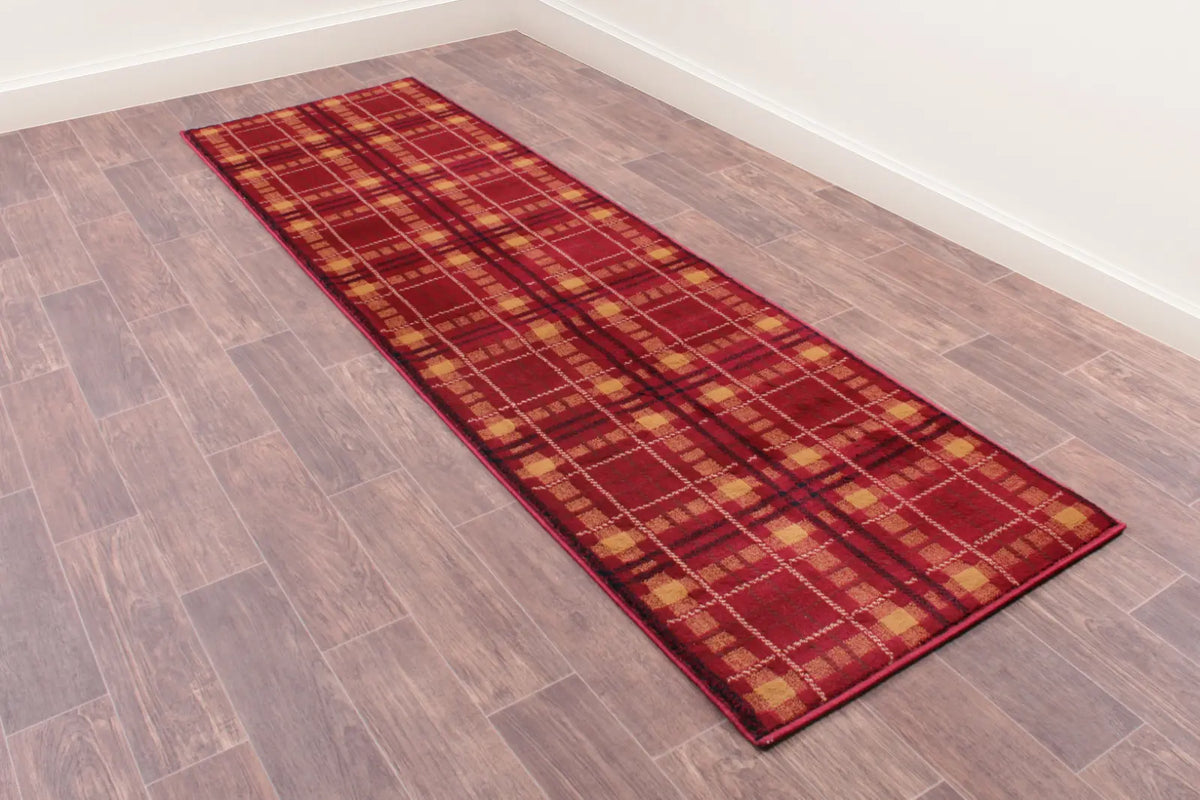 Highland Red Tartan Check Rug