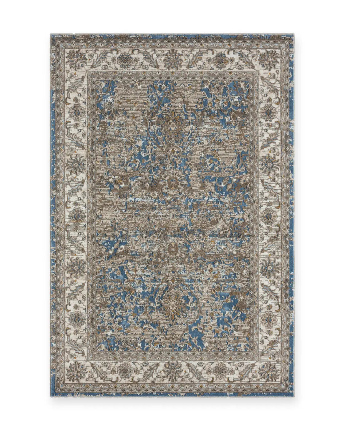 Hungerford Blue Distressed Floral Rug