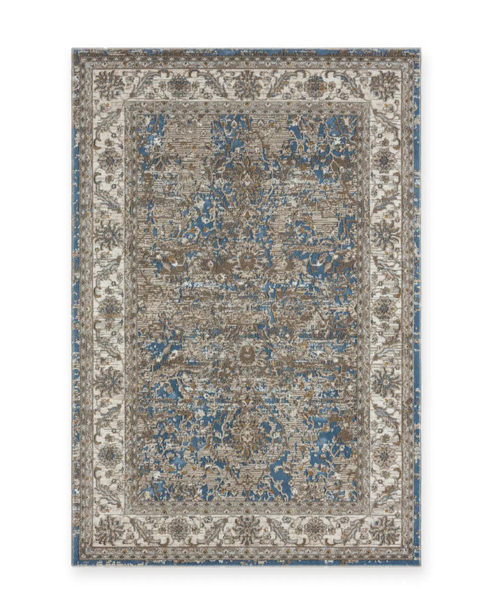 Hungerford Blue Distressed Floral Rug
