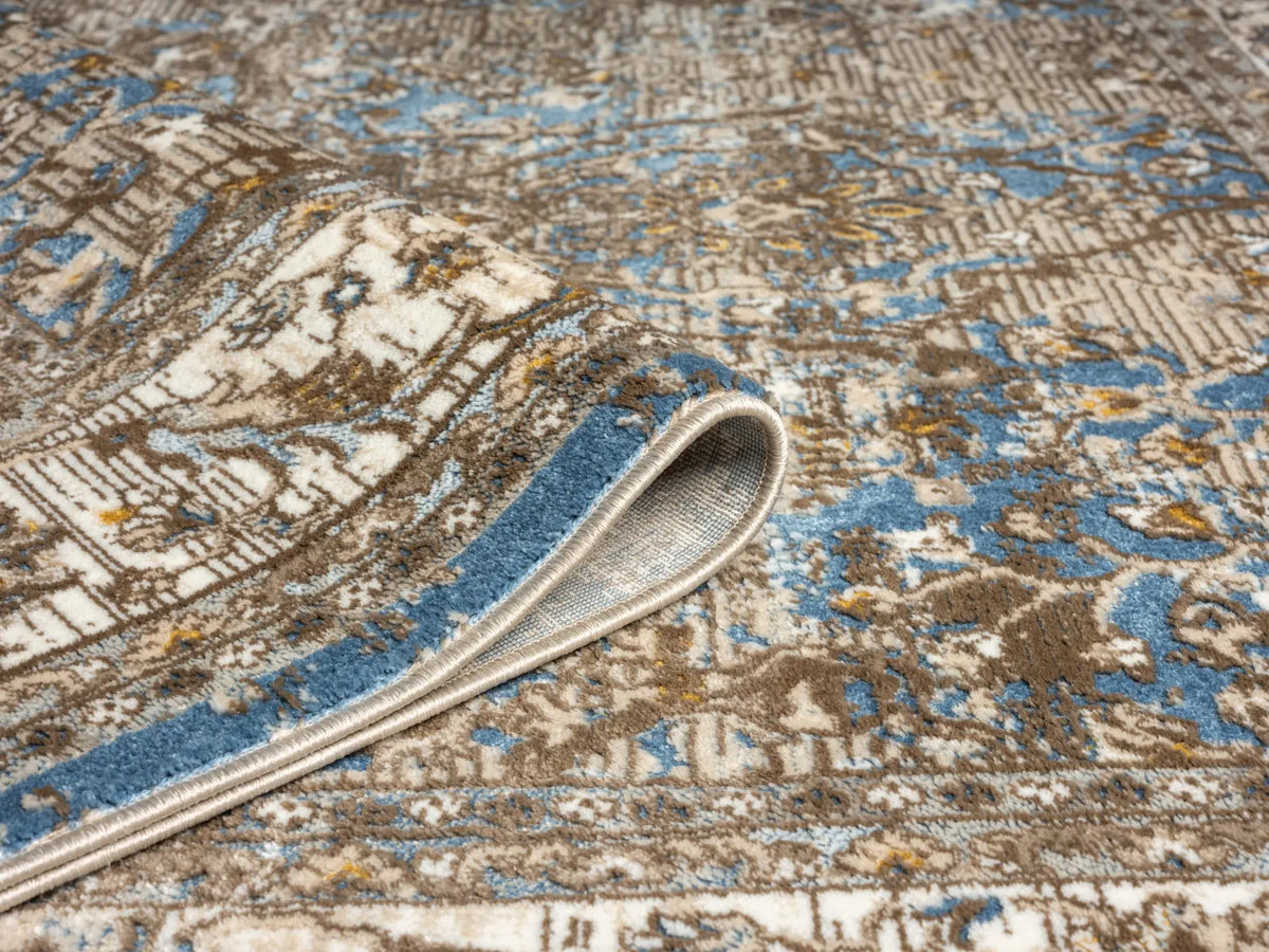 Hungerford Blue Distressed Floral Rug