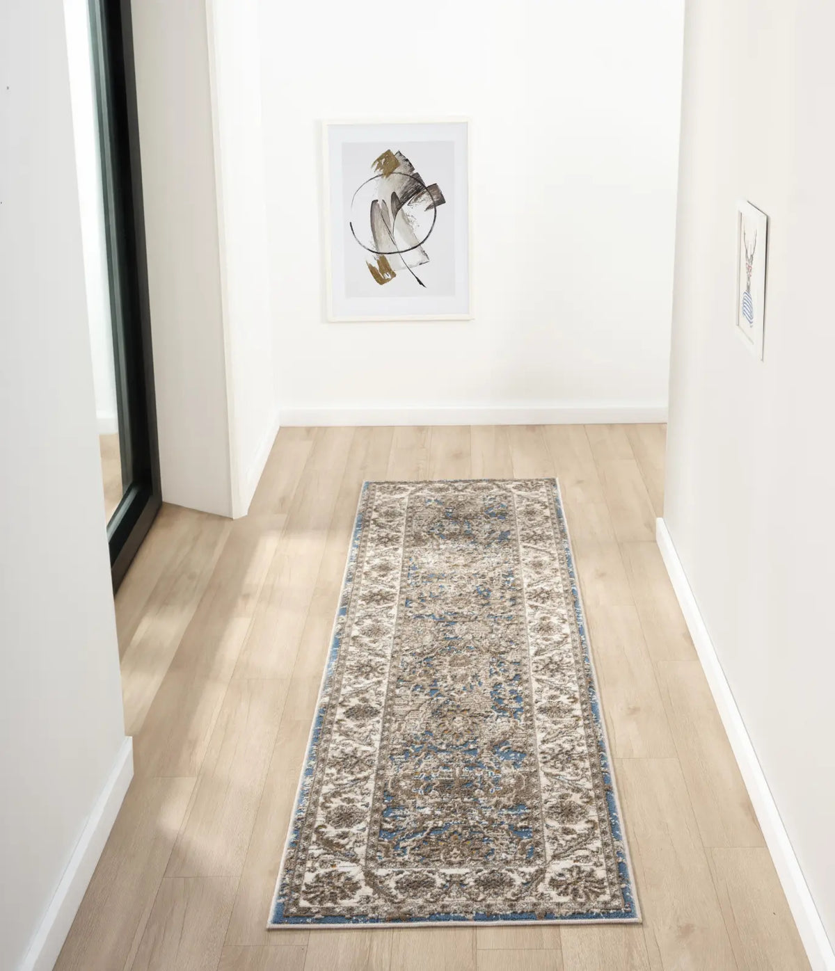 Hungerford Blue Distressed Floral Rug