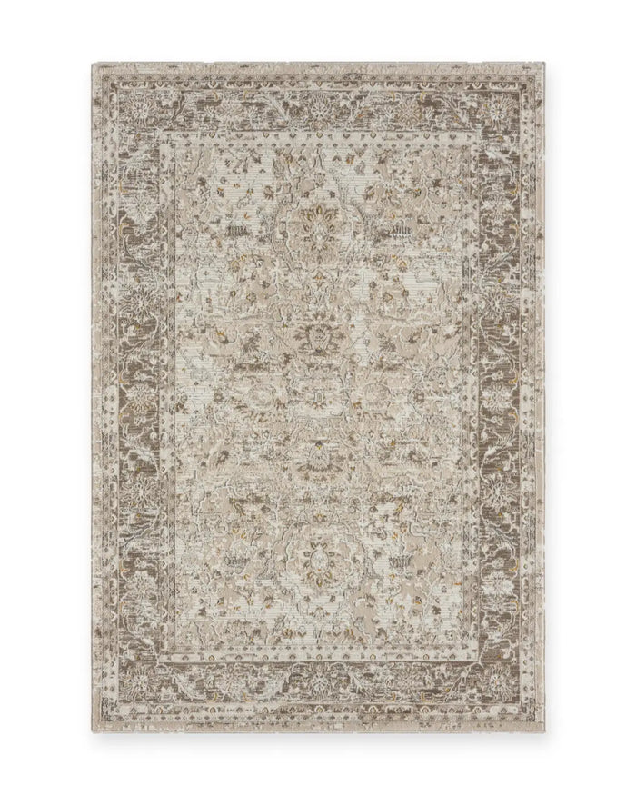 Hungerford Brown Distressed Floral Rug