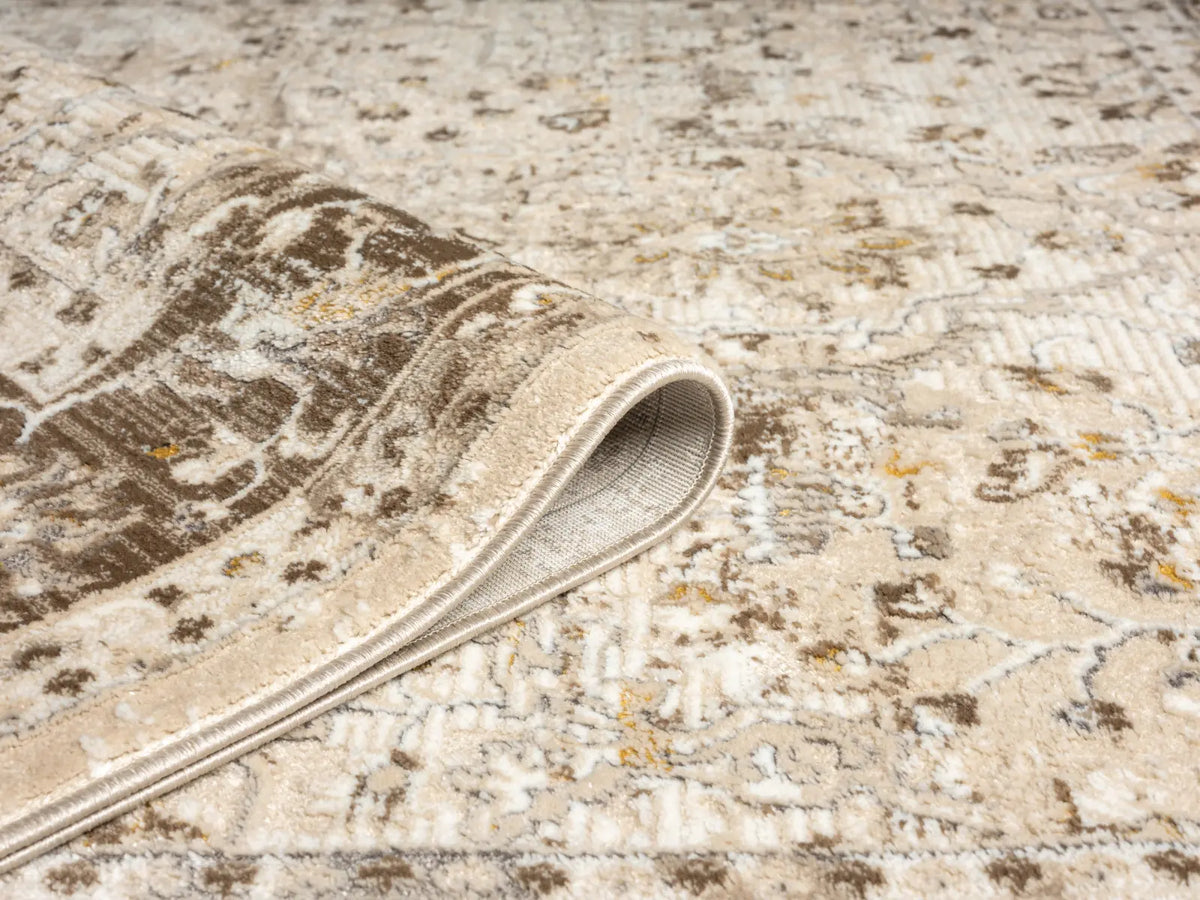 Hungerford Brown Distressed Floral Rug