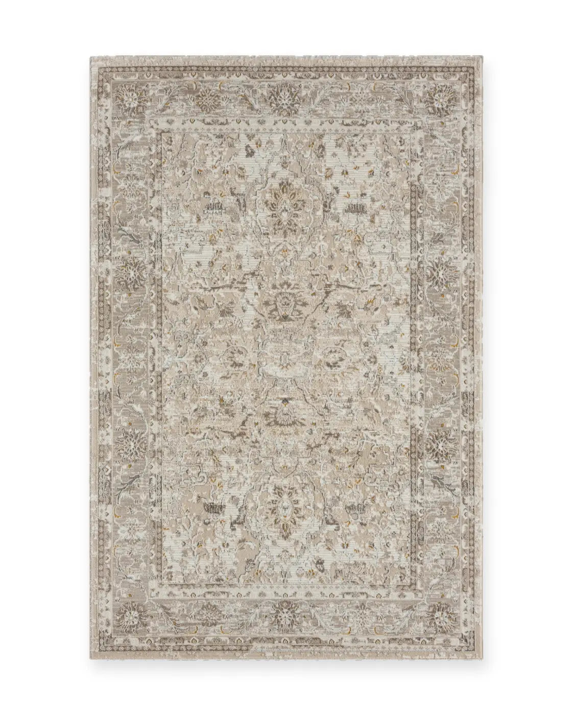 Hungerford Cream & Beige Distressed Floral Rug