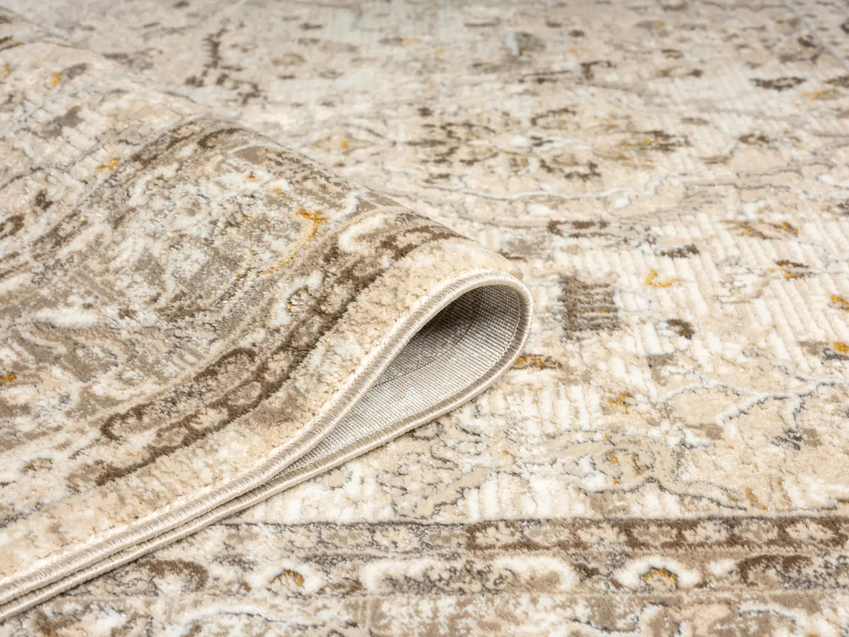 Hungerford Cream & Beige Distressed Floral Rug