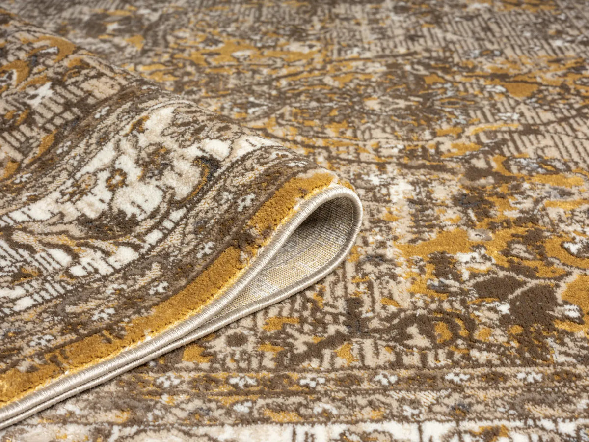 Hungerford Mustard Distressed Floral Rug