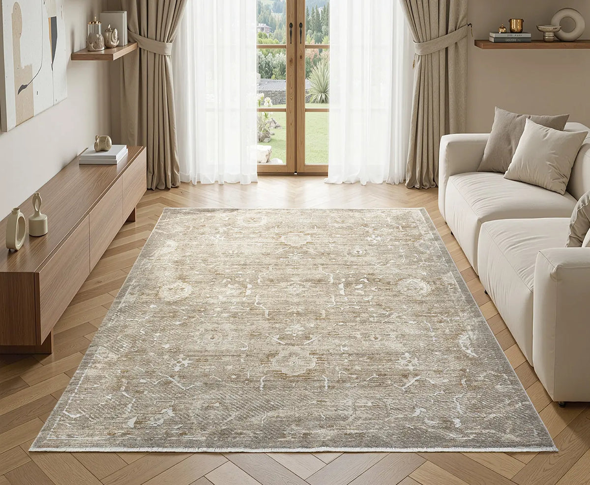 Jade Sage Green Vintage Traditional Rug