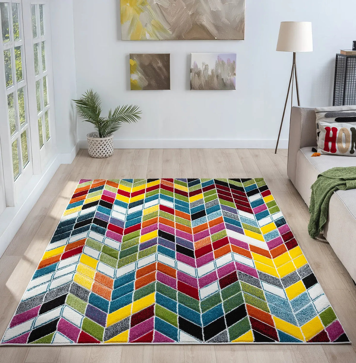 Kingfisher Rainbow Herringbone Rug