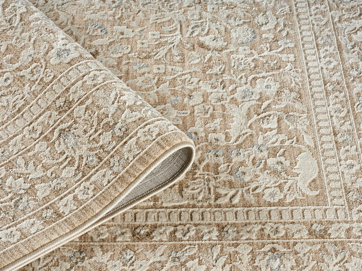Kinnerton Beige Traditional Floral Rug