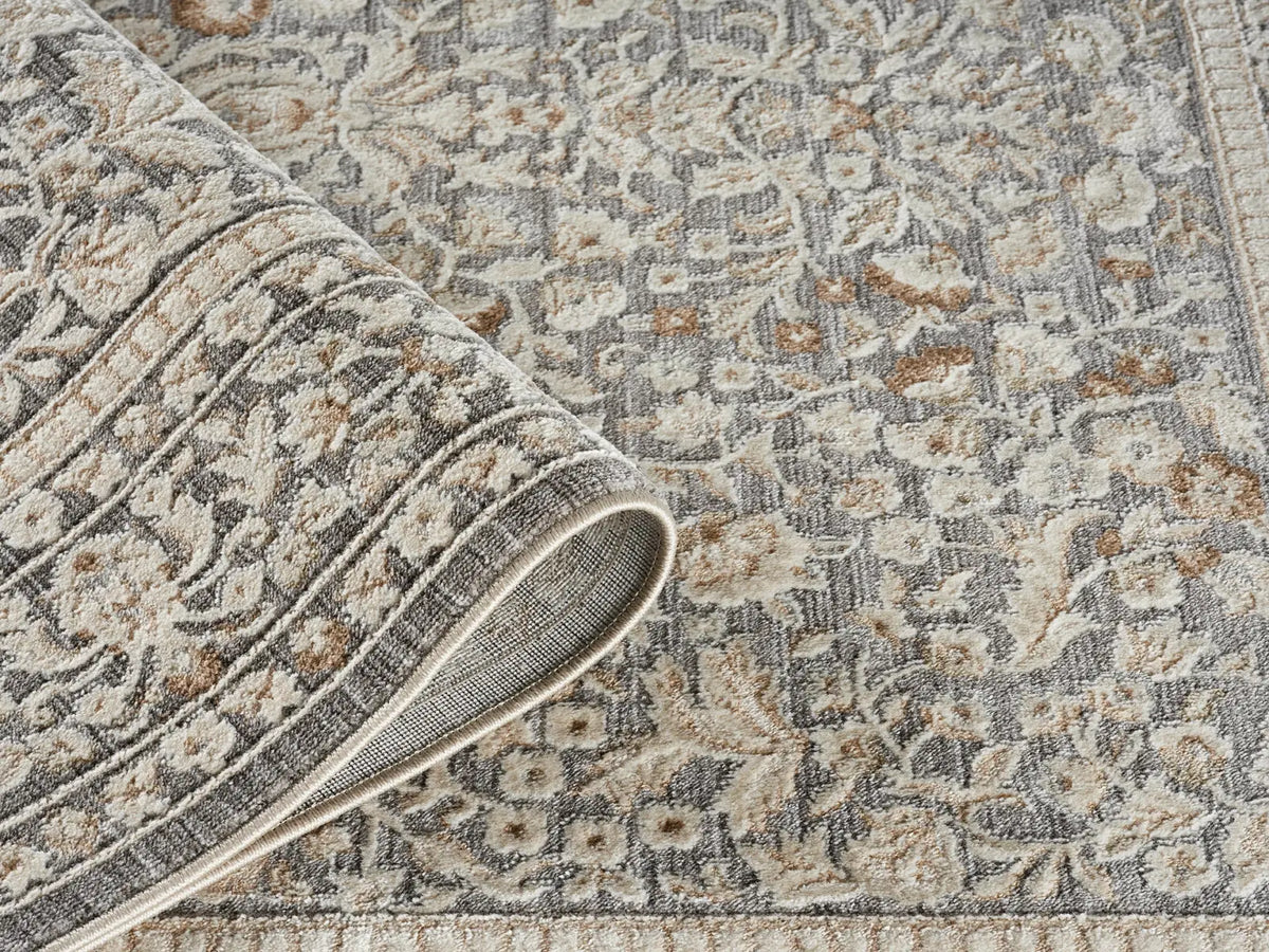 Kinnerton Grey Traditional Floral Rug