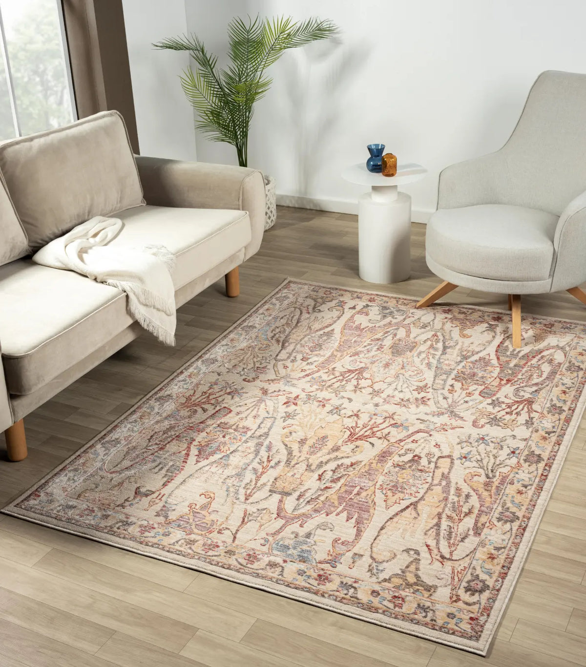 Lavinia Beige & Rose Vintage Persian-Style Rug