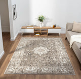 Lewes Charcoal Distressed Medallion Rug