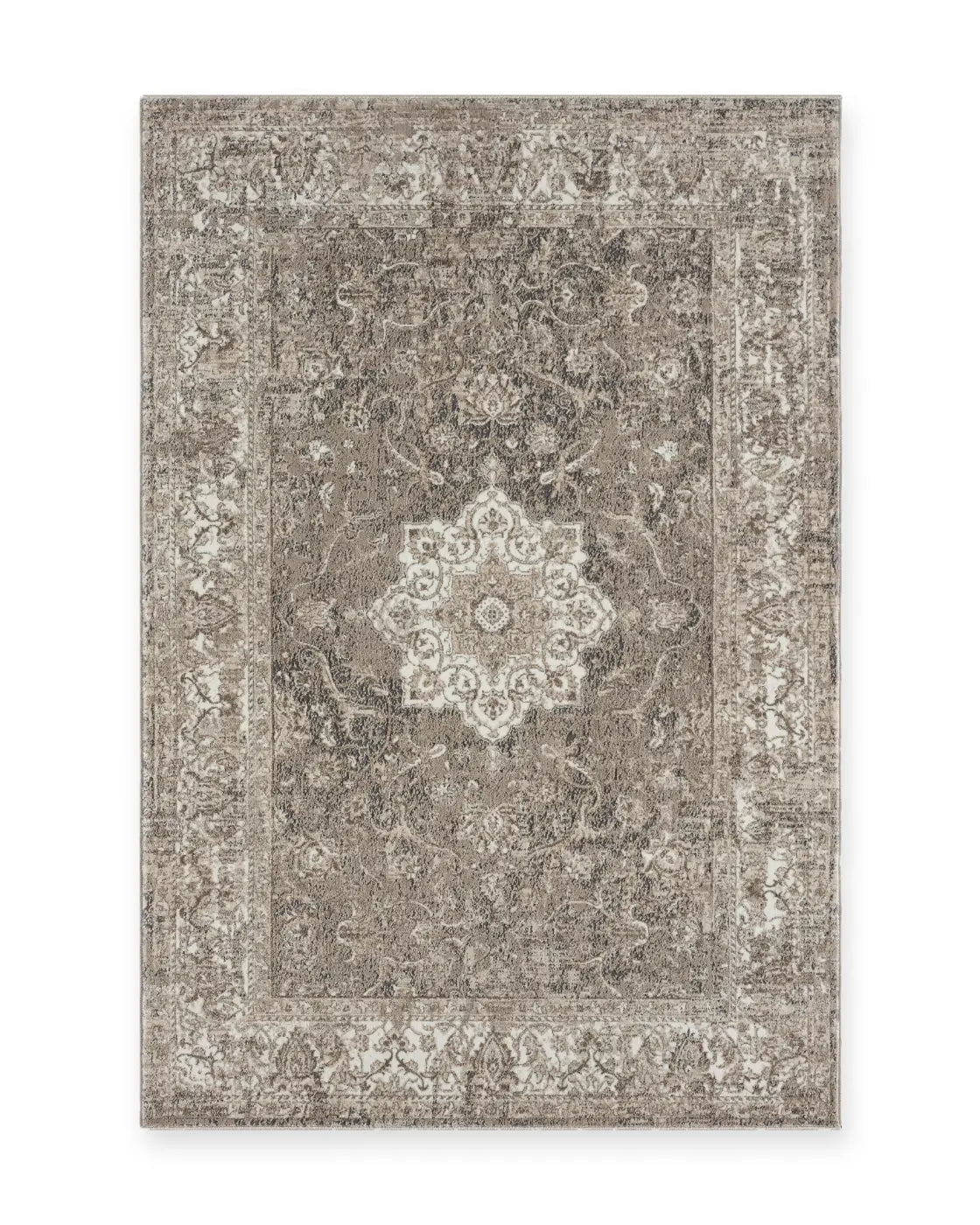 Lewes Charcoal Distressed Medallion Rug