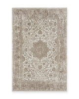 Lewes Cream & Beige Distressed Medallion Rug