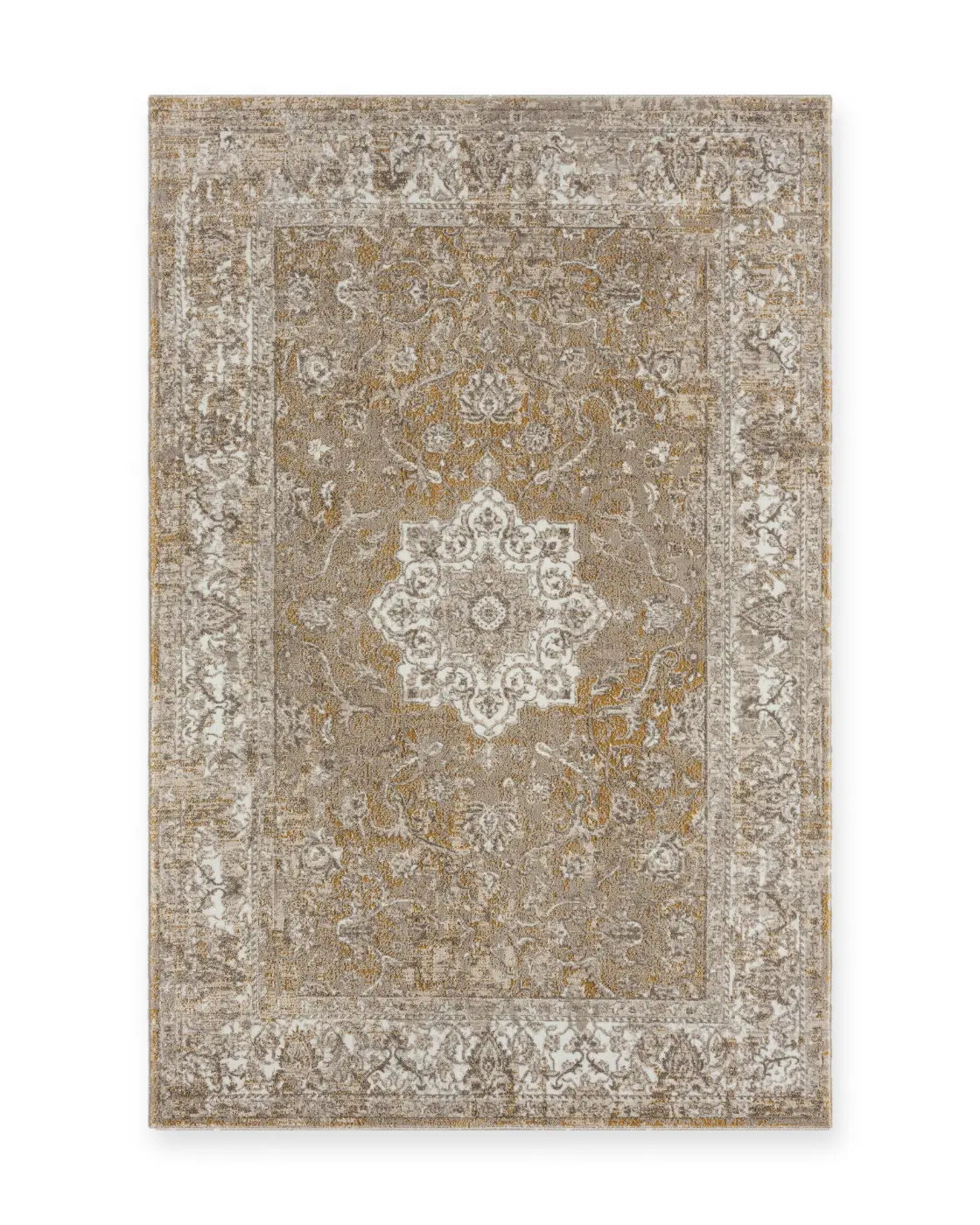 Lewes Mustard Distressed Medallion Rug