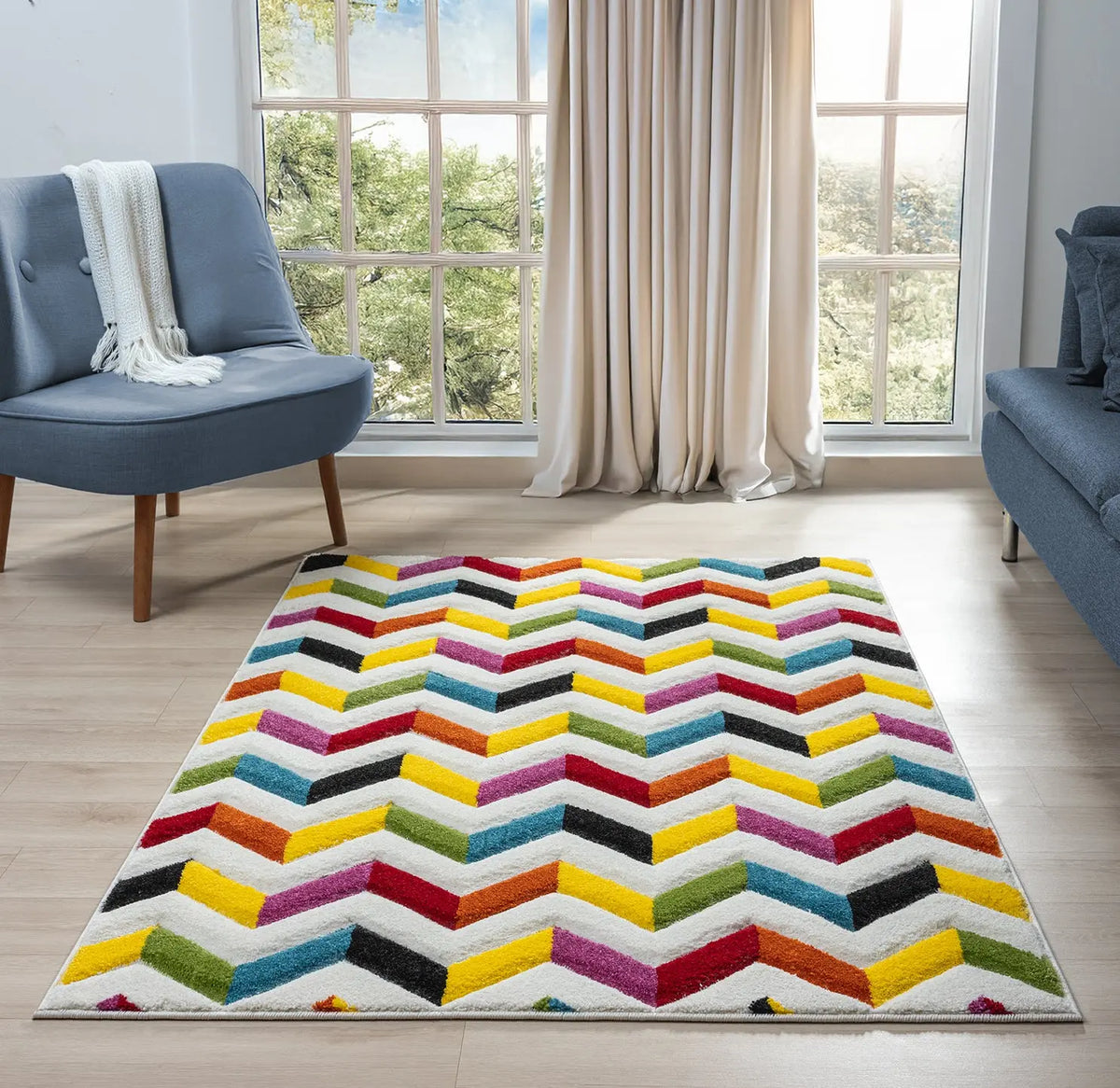 Lorikeet Rainbow Chevron Rug