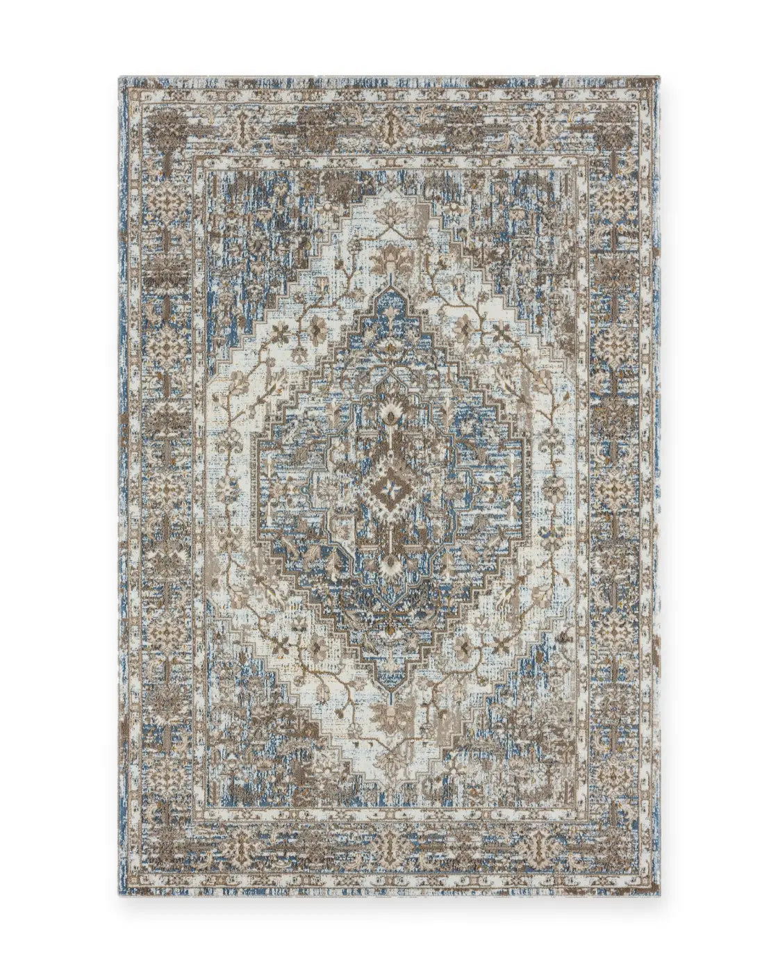 Ludlow Blue & Charcoal Distressed Medallion Rug