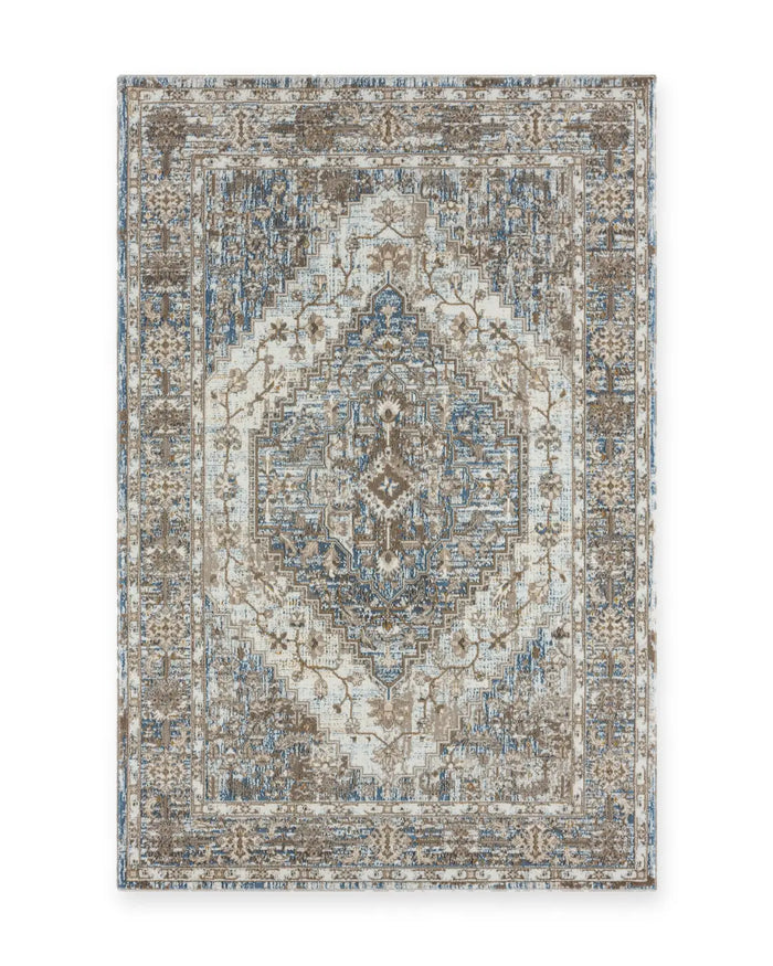 Ludlow Blue & Charcoal Distressed Medallion Rug