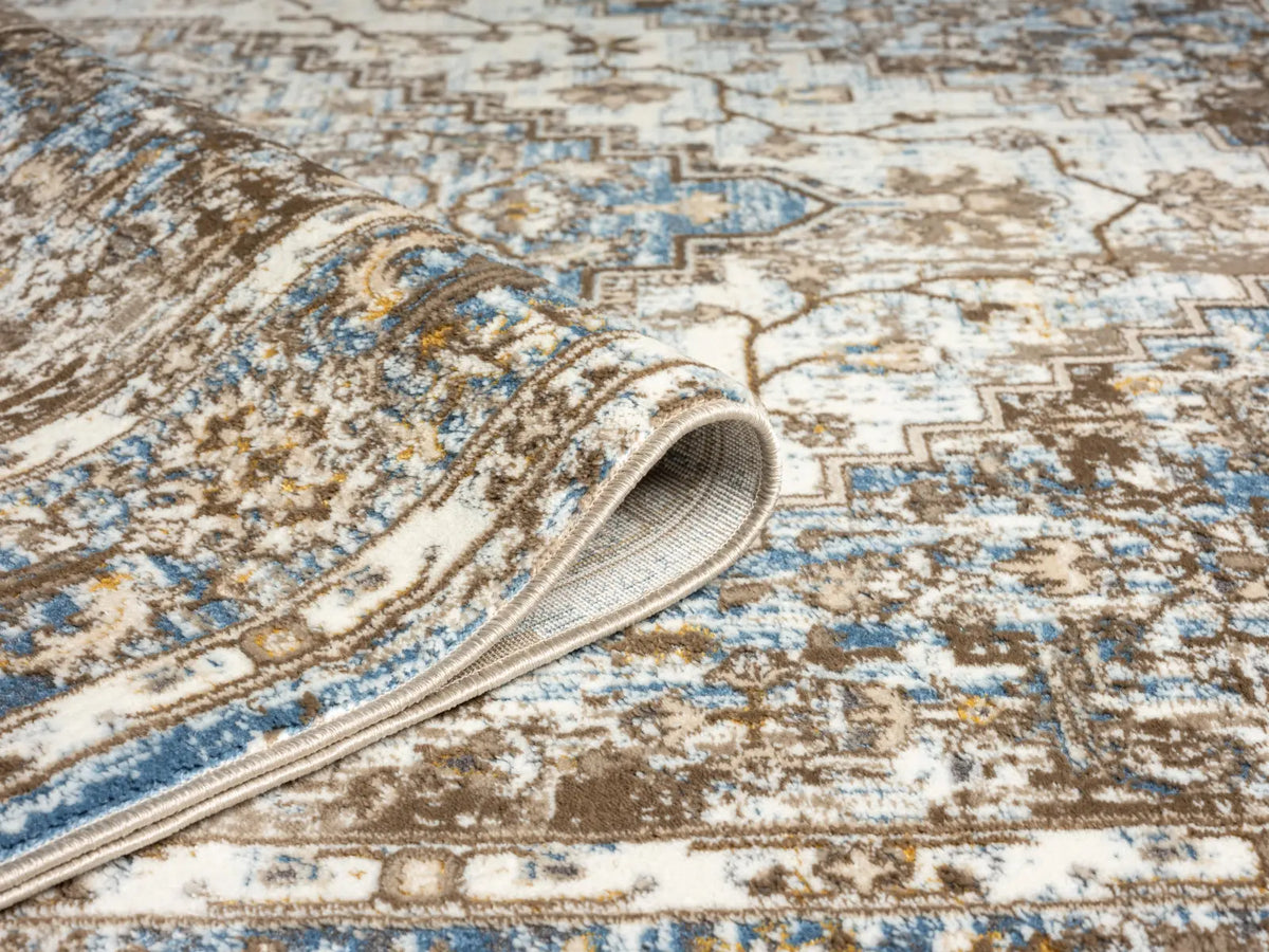 Ludlow Blue & Charcoal Distressed Medallion Rug