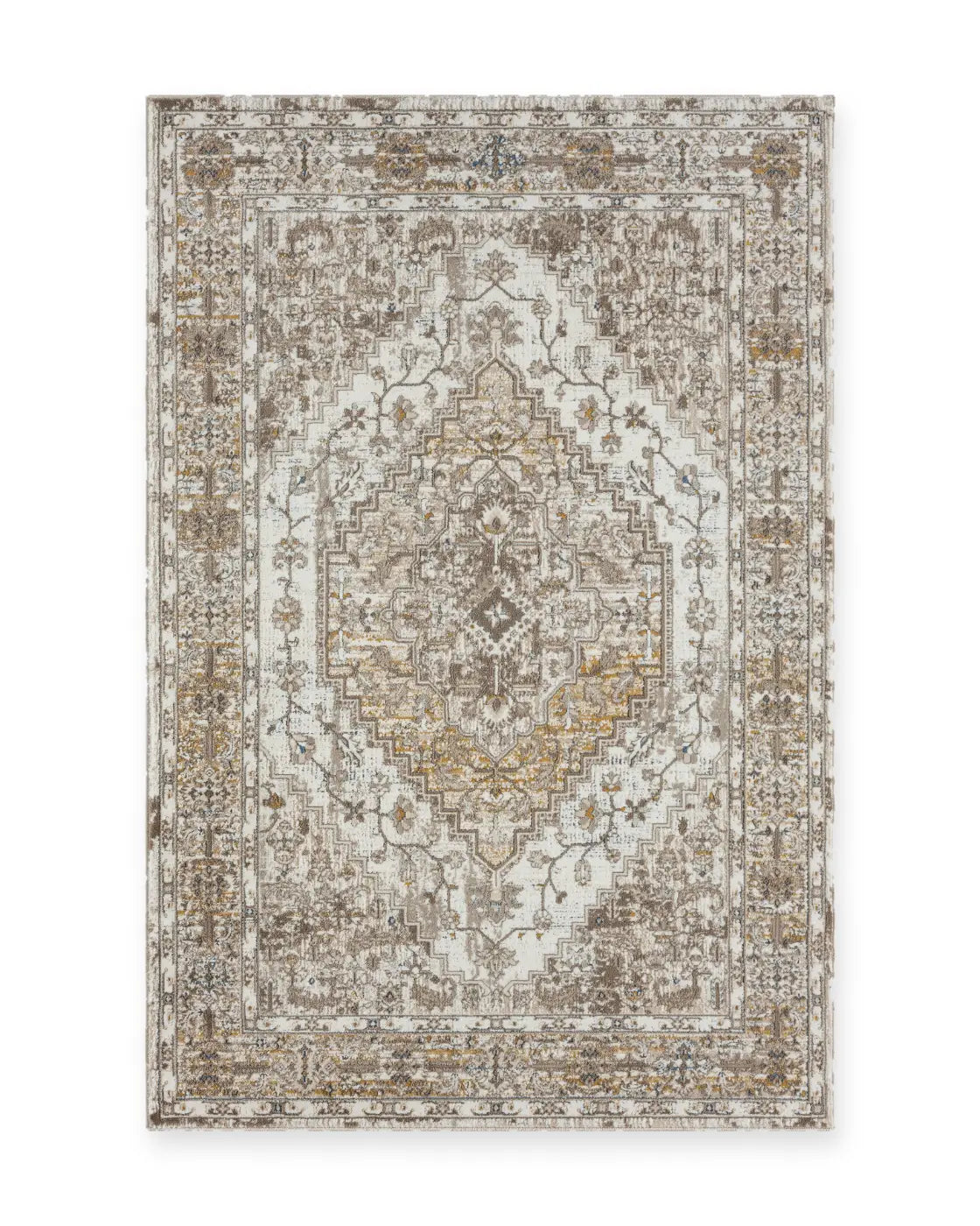 Ludlow Cream Distressed Medallion Rug