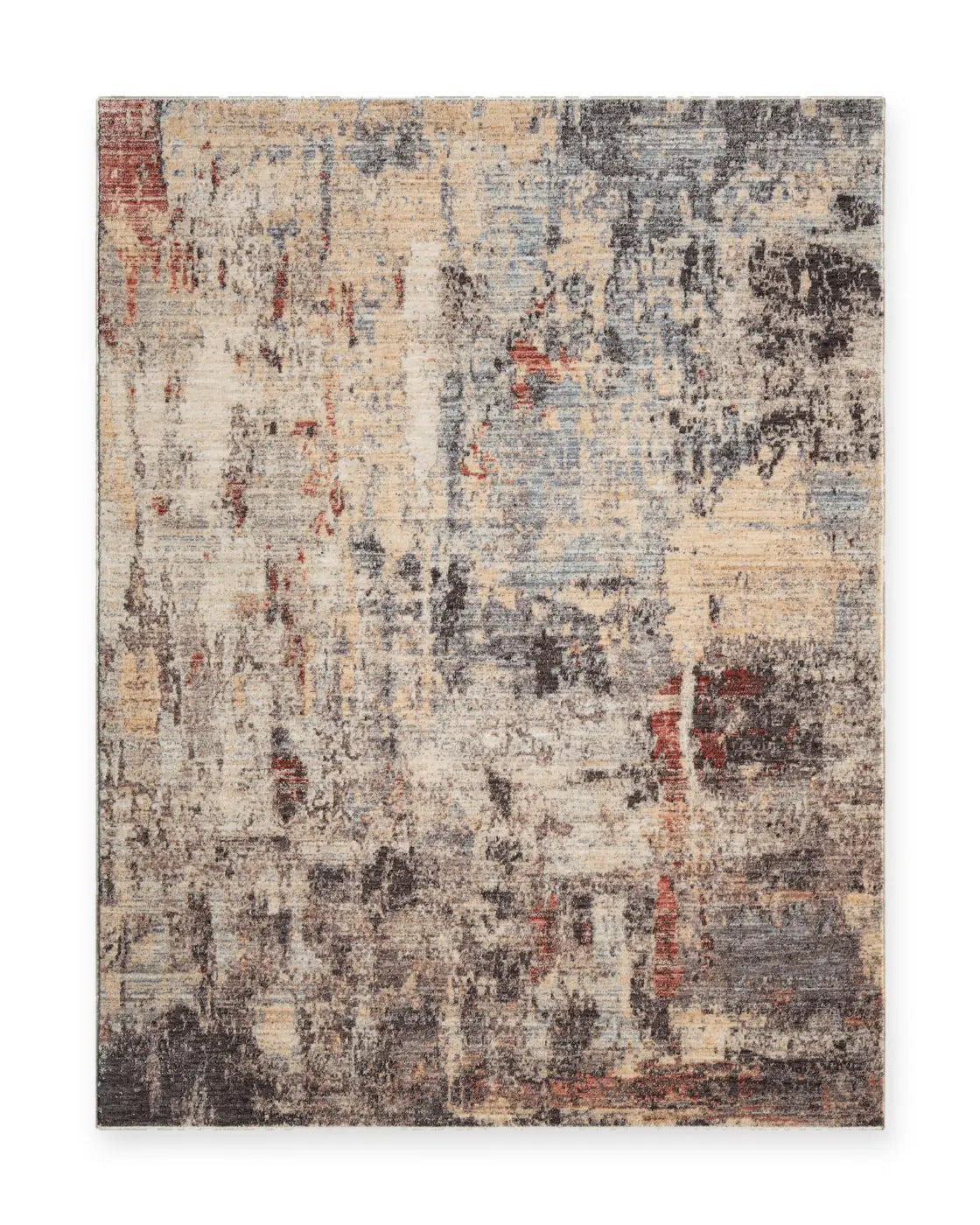 Mabel Charcoal & Rose Distressed Abstract Rug