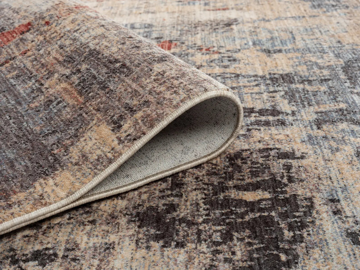 Mabel Charcoal & Rose Distressed Abstract Rug