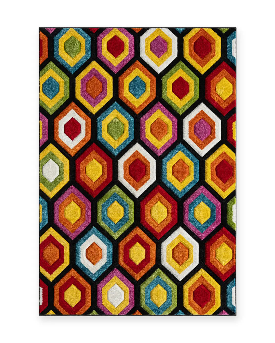 Macaw Rainbow Hexagon Rug