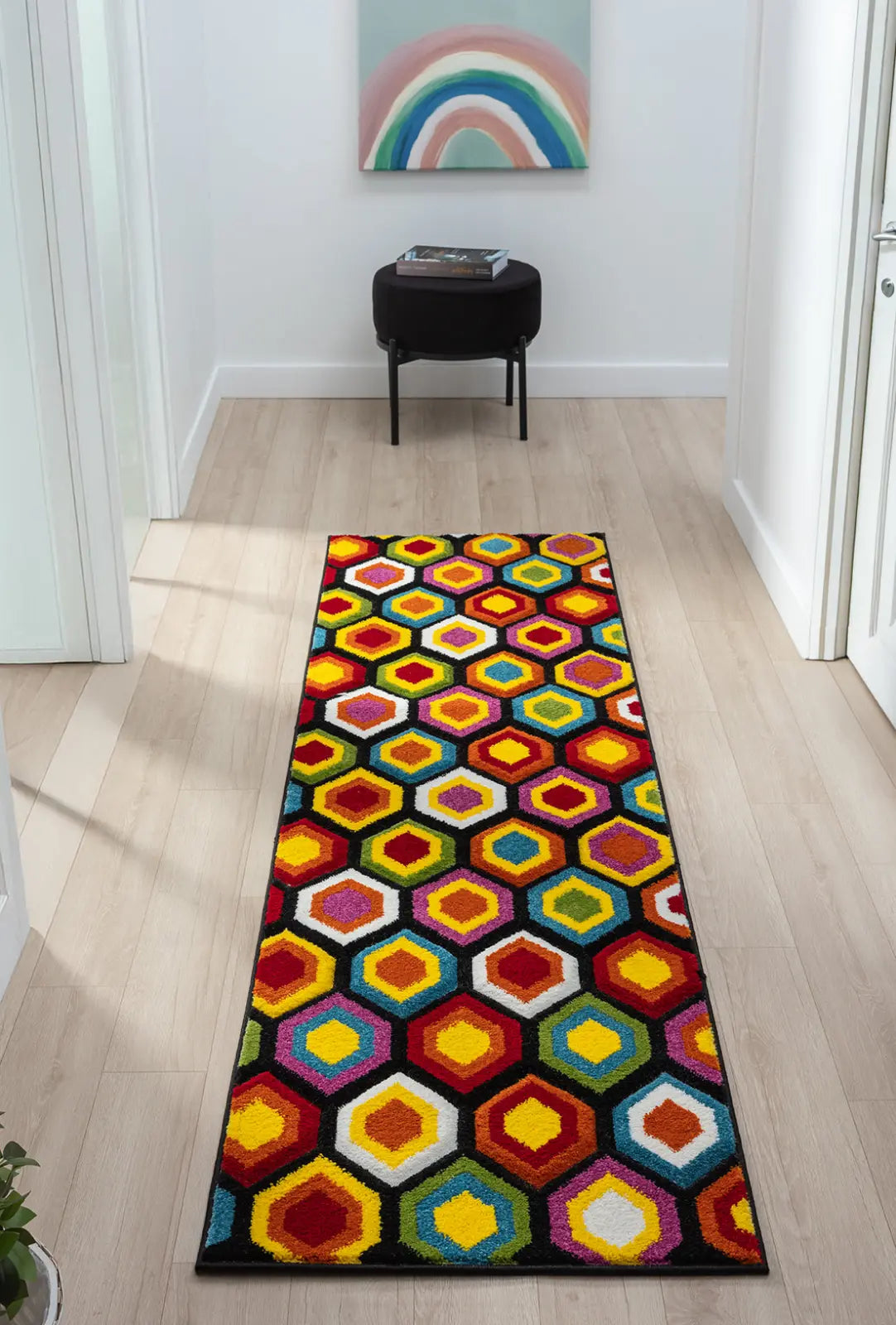 Macaw Rainbow Hexagon Rug