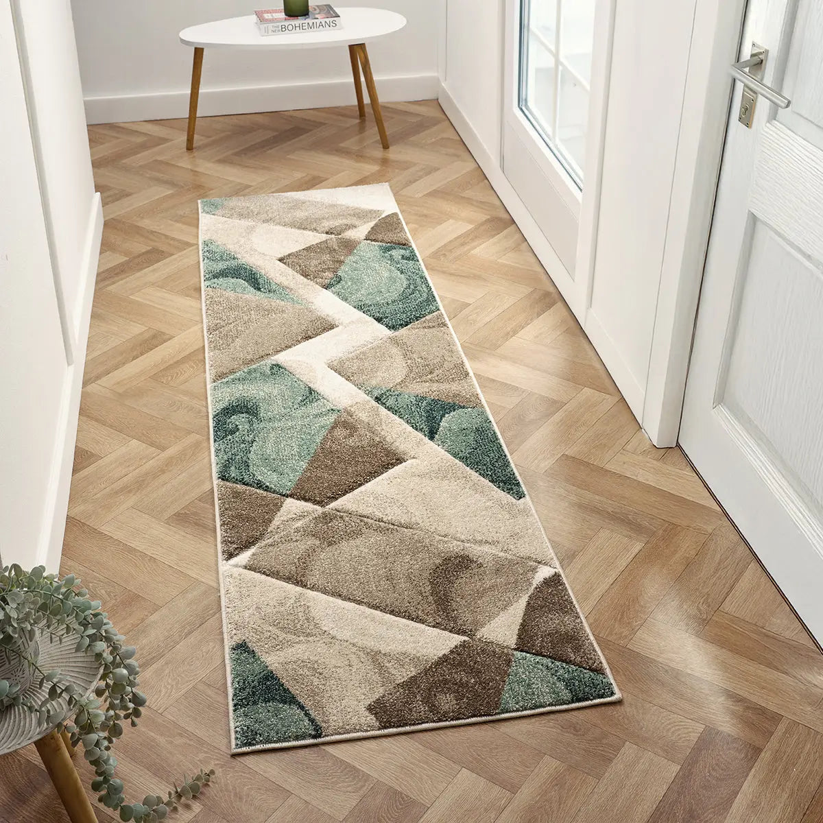 Malachite Green Geometric Marble Rug