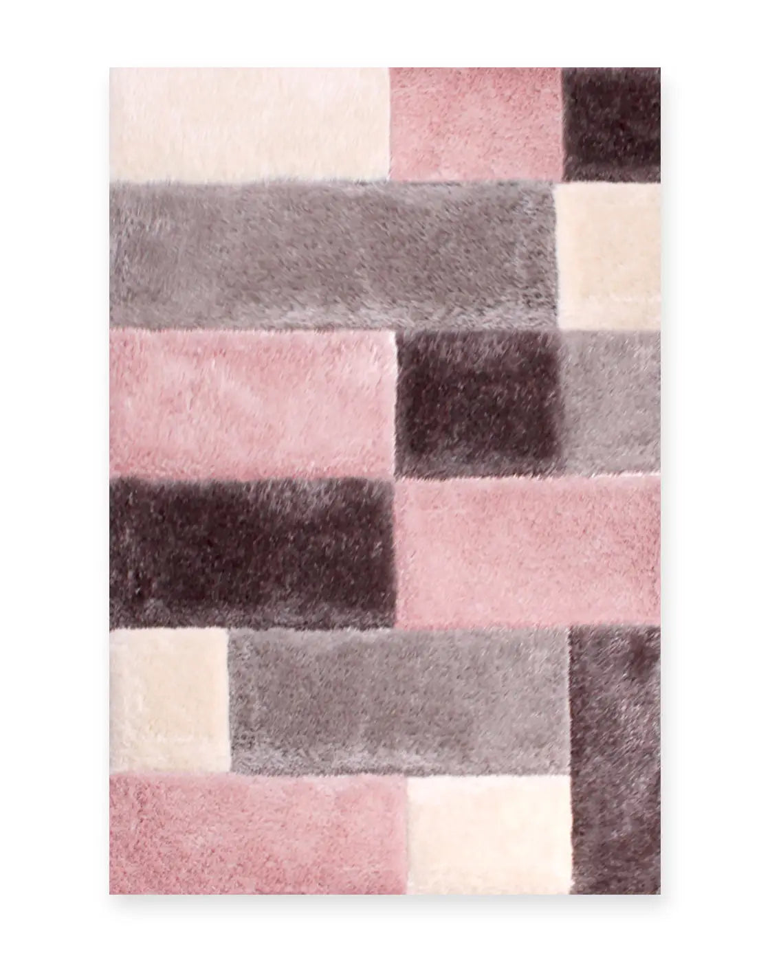 Mason Blush Pink 3D Carved Geometric Shaggy Rug