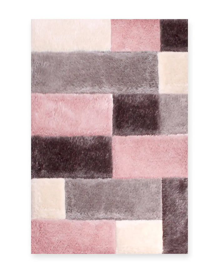 Mason Blush Pink 3D Carved Geometric Shaggy Rug