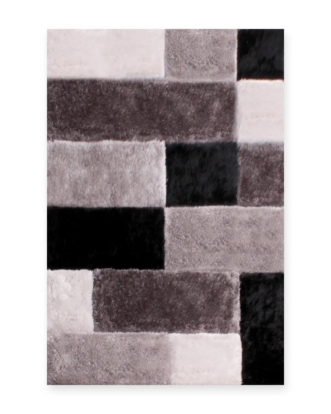 Mason Grey 3D Carved Geometric Shaggy Rug