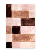 Mason Natural Brown 3D Carved Geometric Shaggy Rug