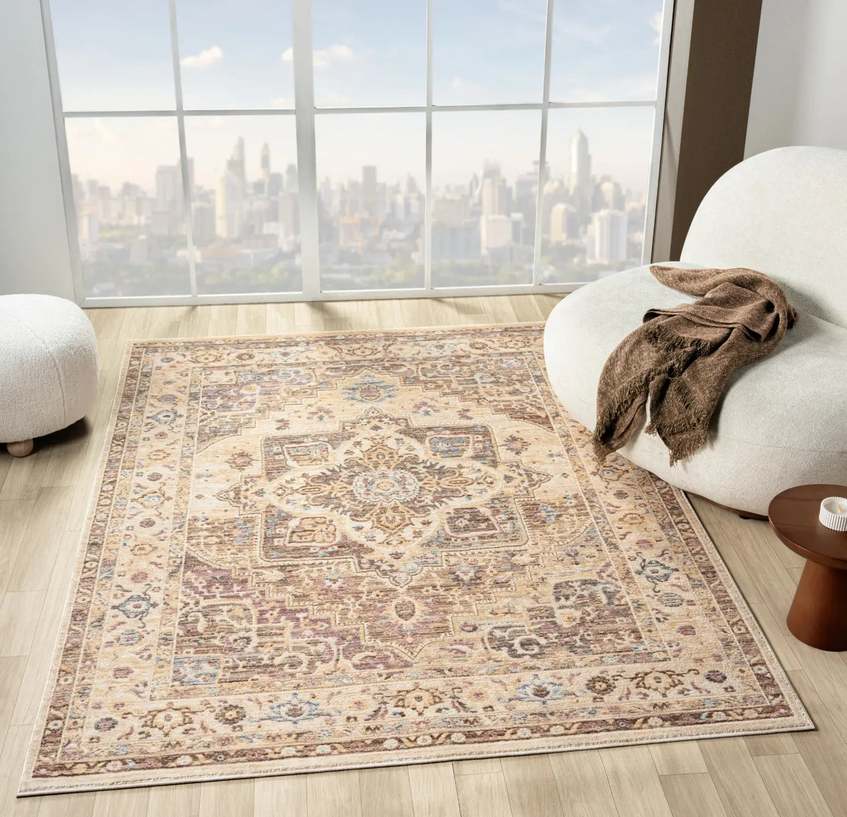 Matilda Beige & Grey Vintage Medallion Rug