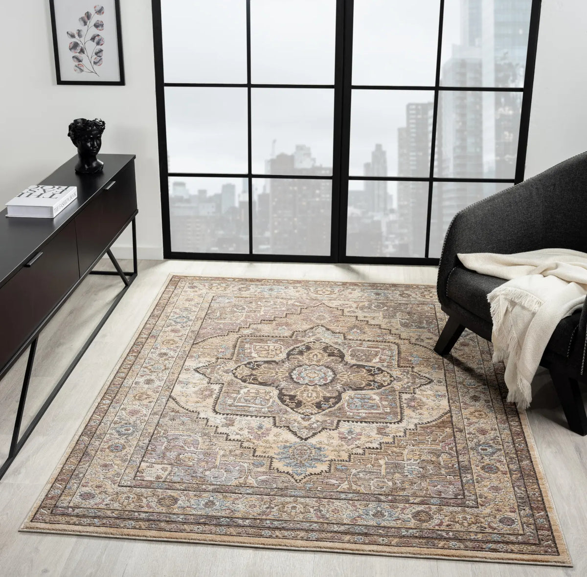 Matilda Charcoal & Grey Vintage Medallion Rug