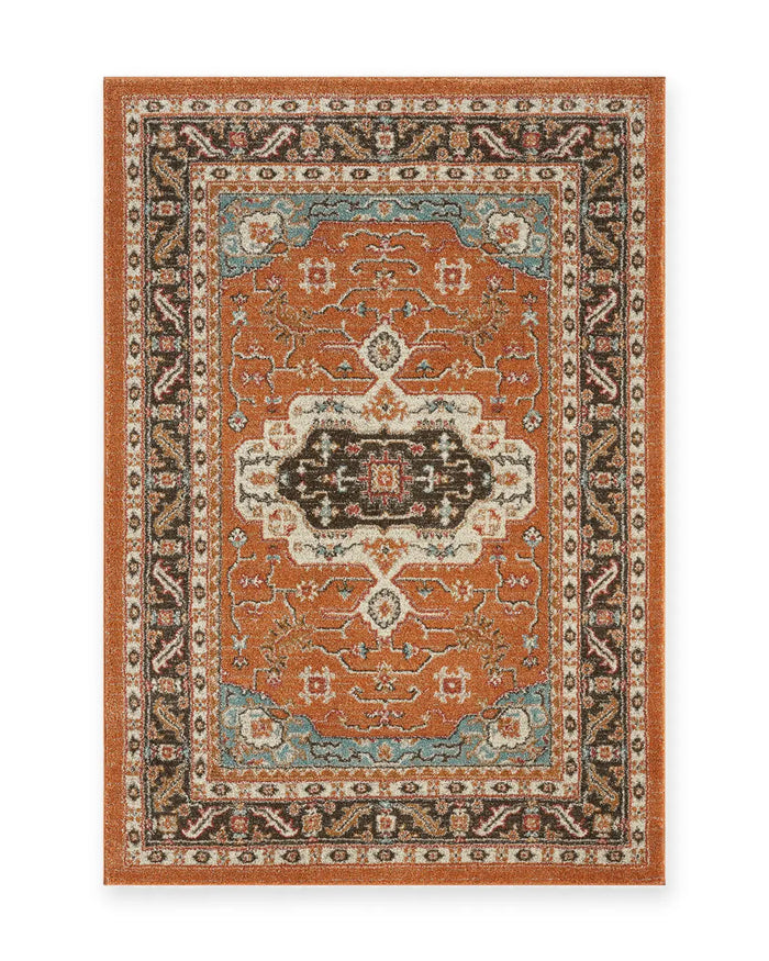 Matlock Burnt Orange Traditional Medallion Rug