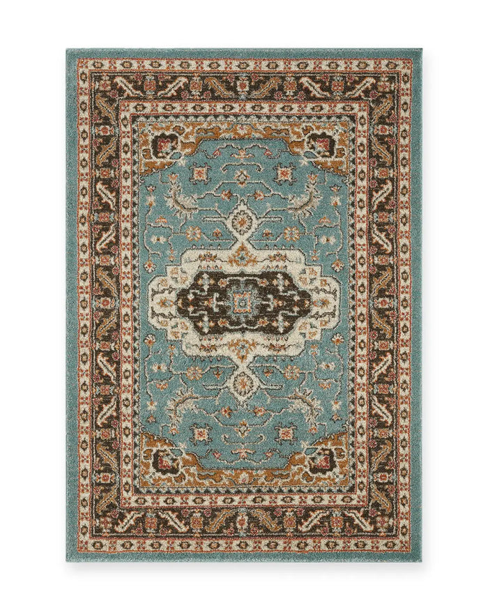 Matlock Duck Egg Blue Traditional Medallion Rug