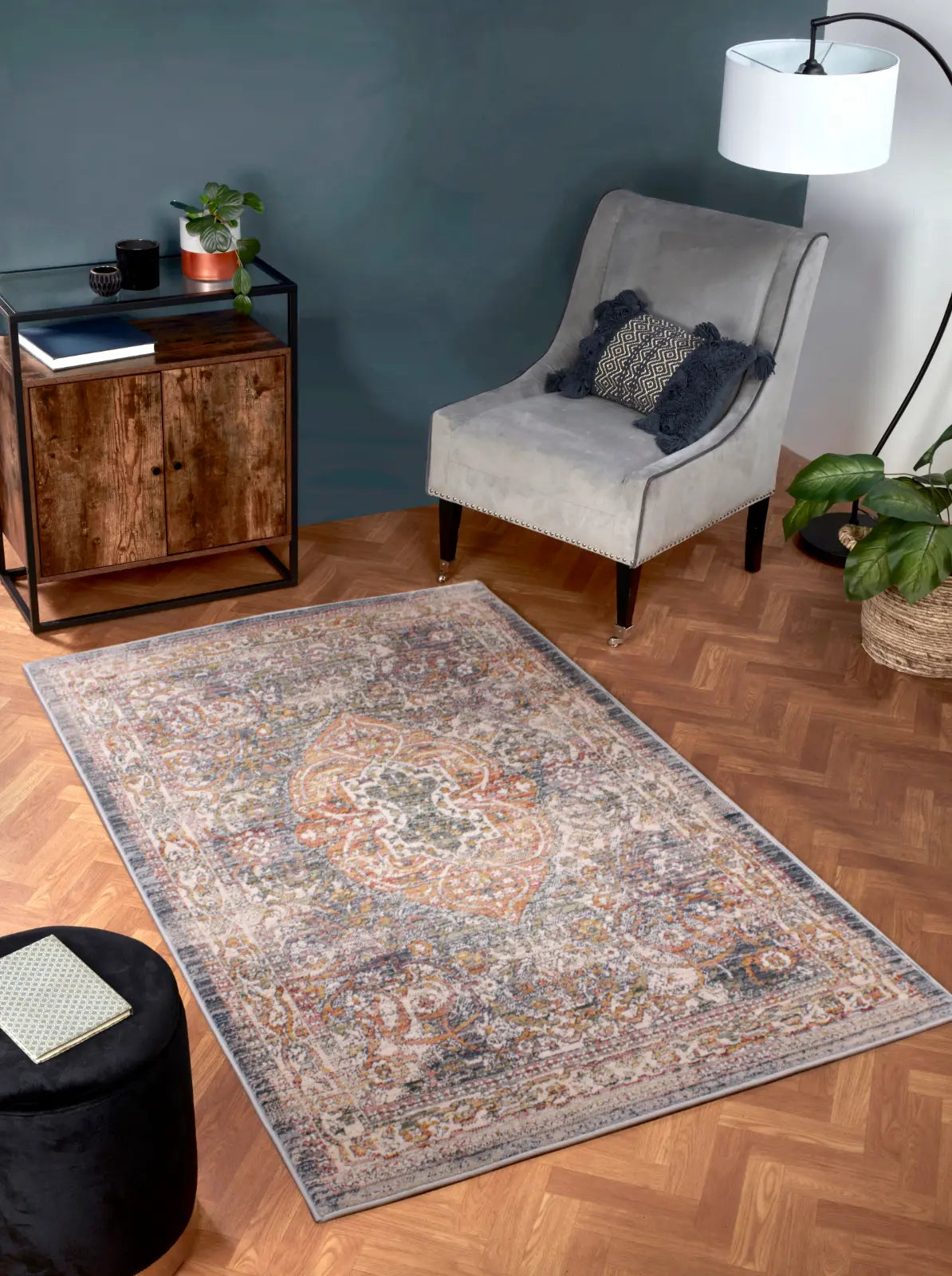 Meadow Blue Washed Persian-Style Rug