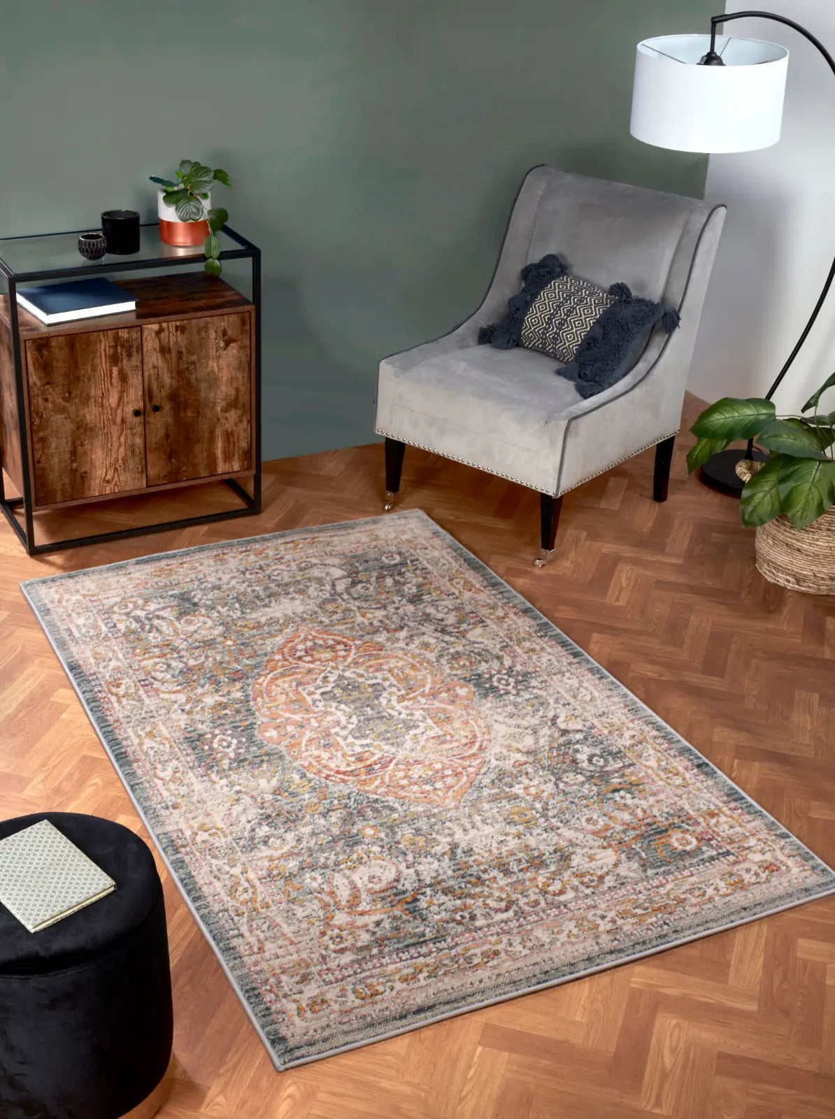 Meadow Green Washed Persian-Style Rug