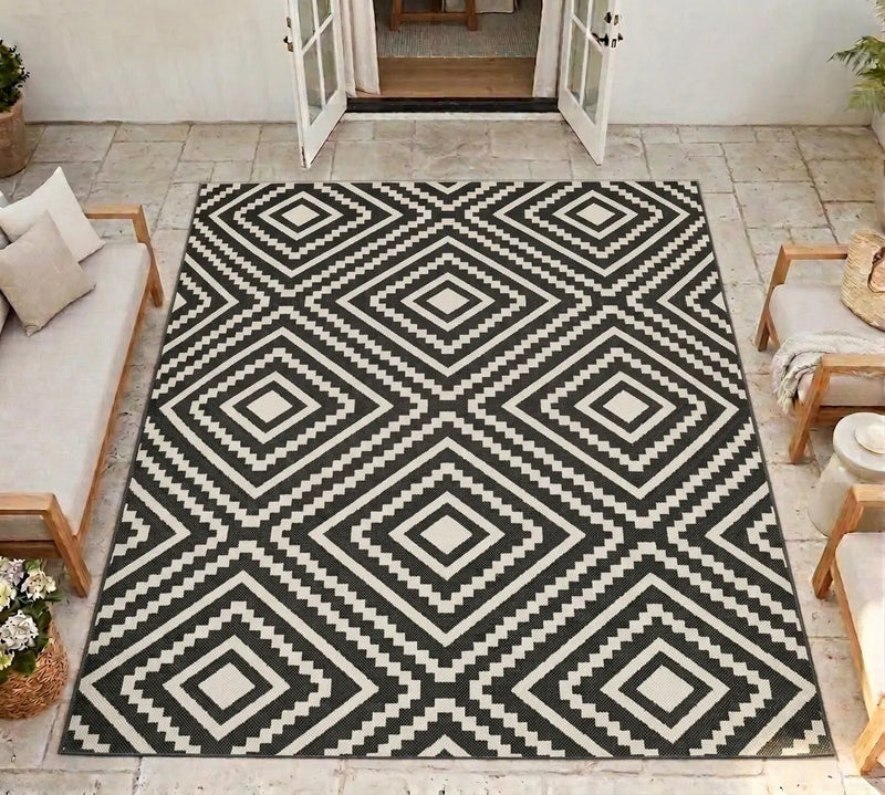 Menorca Black Diamond Outdoor Rug