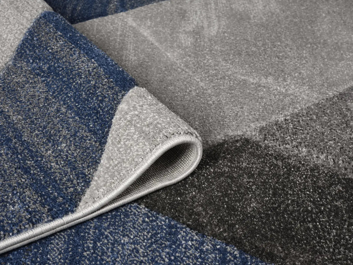 Meridian Denim Blue Geometric Rug