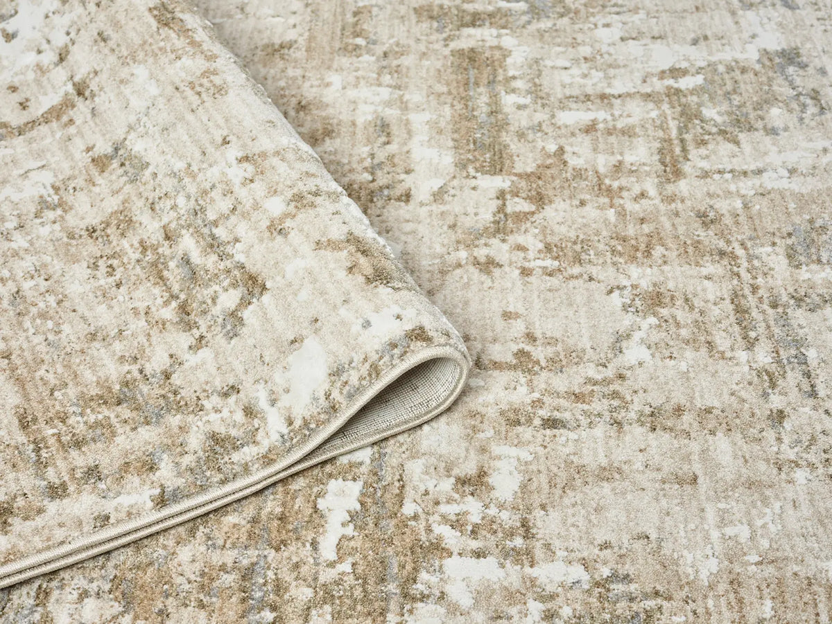 Moonstone Cream & Green Abstract Textured Rug