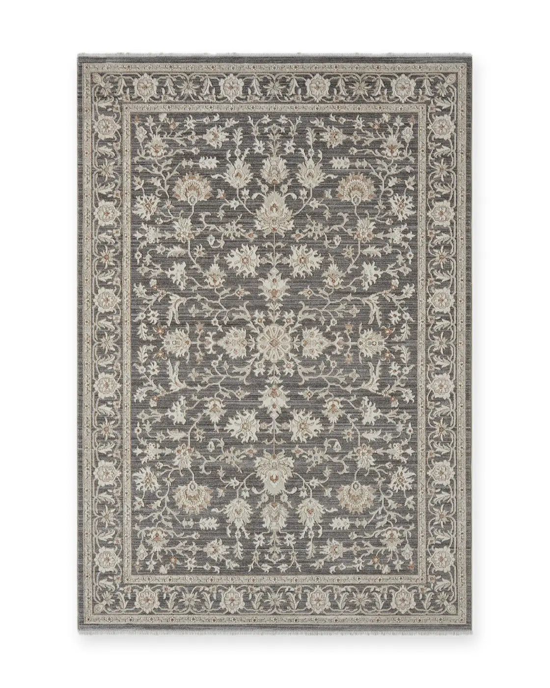 Motcomb Grey Traditional Floral Rug