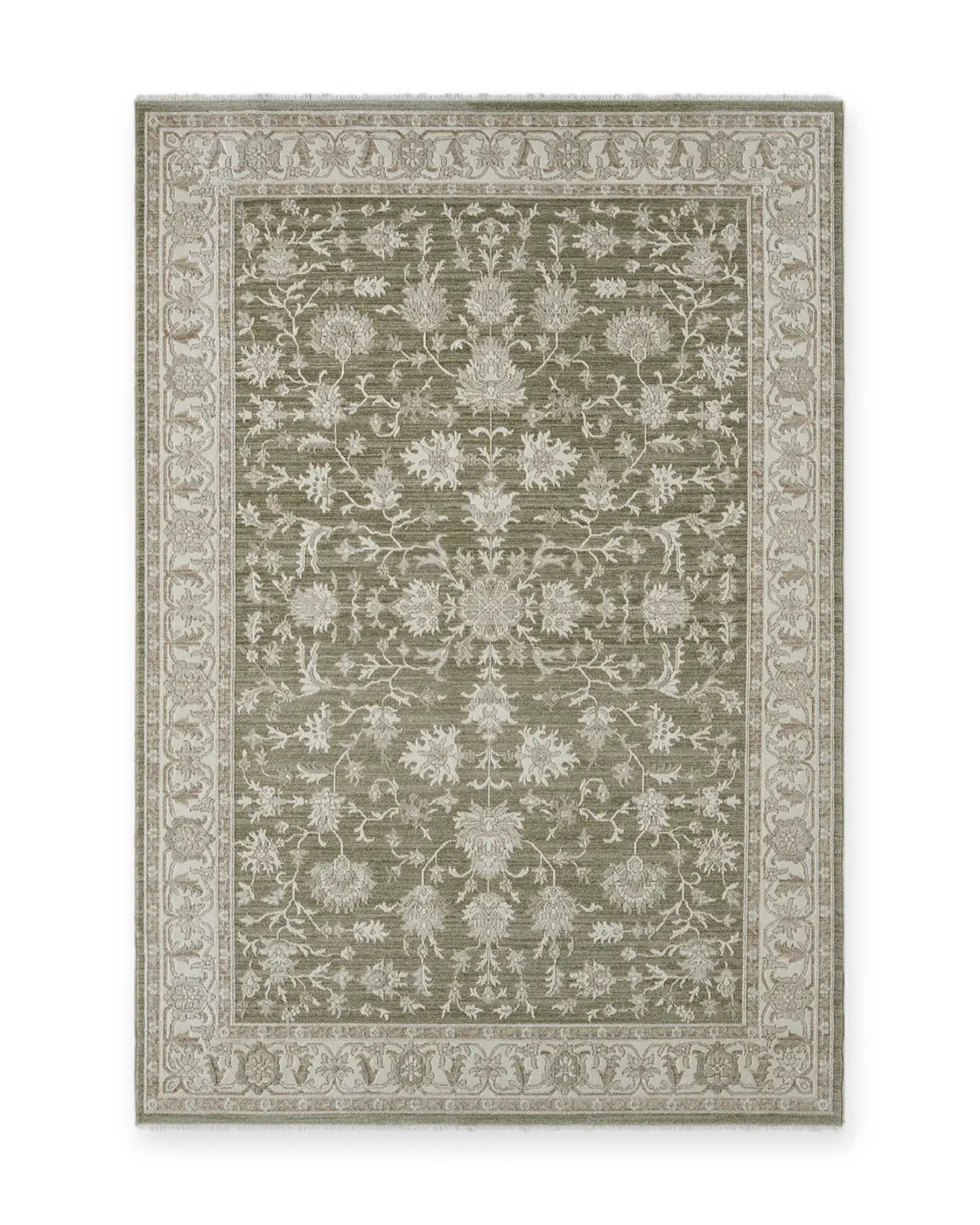 Motcomb Sage Green Traditional Floral Rug